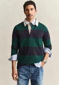 Gant Striped Heavy Rugger Rugby Shirt, Dark Emerald Multi image