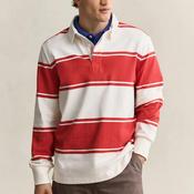 Gant Striped Rugger Rugby Shirt, Cream &amp; Maple Red image