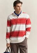 Gant Striped Rugger Rugby Shirt, Cream &amp; Maple Red image