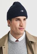Gant Unisex Ribbed Knit Logo Beanie, Marine image