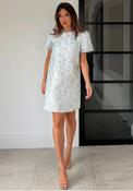 Girl in Mind Keisha Floral Jacqaurd Shift Dress, Blue image