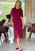 Girl in Mind Vivienne Cape Detail Wrap Pencil Dress, Wine image
