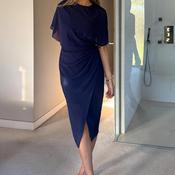 Girl In Mind Vivienne Cape Detail Wrap Midi Dress, Navy