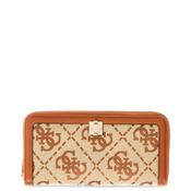 Guess Audrey Logo SLG Large Zip Around Wallet, Beige image