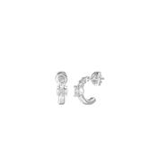 Guess CZ Half Hoop Earrings, Silver image