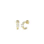 Guess CZ Half Hoop Earrings, Gold image