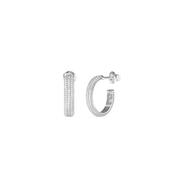 Guess Pavé Oval Half Hoop Earrings, Silver image