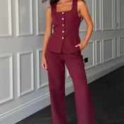 Girl in Mind Jo Tailored Trousers, Berry Red