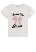 Guess Mini Girl Bow Short Sleeve Tee, White image