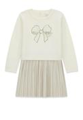 Guess Mini Girl Pleated Long Sleeve Sweater Dress, Off White image