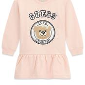 Guess Mini Girl Bear Long Sleeve Sweater Dress, Pink image