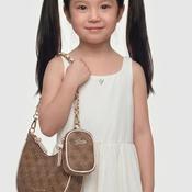 Guess Girl 4G logo Crescent Crossbody Bag, Brown image