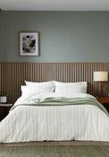 Helena Springfield Calico &amp; Chalk Waffle Stripe Duvet Cover, Green image