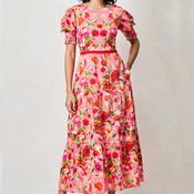Hope &amp; Ivy Amara Floral Bow Back Maxi Dress, Pink