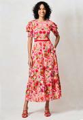 Hope &amp; Ivy Amara Floral Bow Back Maxi Dress, Pink image