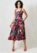 Hope &amp; Ivy Leona Sleeveless Corset Midi Dress, Navy &amp; Red image
