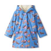 Hatley Mini Girl Horse Sherpa Waterproof Rain Jacket, Blue