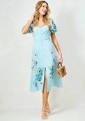 Hope &amp; Ivy Lacey Sweetheart Embroidered Midi Dress, Blue image