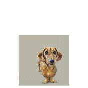IHR Buddy Dachshund Lunch Napkins, Linen Beige