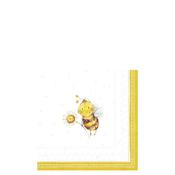 IHR Sunny Bee Lunch Napkins, White &amp; Yellow image