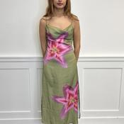 Tiffosi Floral Print with Tassel Detail Midi Dress, Green image