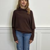 d.e.c.k By Decollage One Size Draped Oversized Jumper, Chocolate Brown