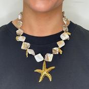 Serafina Collection Shell Detail Starfish Necklace, White image