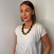Serafina Collection Stone Short Necklace, Olive Green image