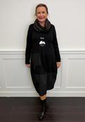 Naya Mixed Fabric Midi Dress, Black image