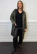 Naya Quilted Hooded Longline Coat, Green image