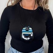 Serafina Collection Striped Pendant Necklace, Blue and Black image