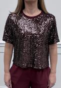 Oui Sequin Two-Tone T-Shirt, Wine image