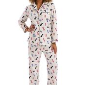 Indigo Sky Dog Print Brushed Cotton Pyjama Set, Cream