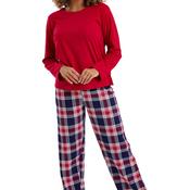 Indigo Sky Rose Check Long Sleeve Pyjama Set, Red