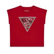 Guess Older Girl Sequin Short Sleeve Tee, Red