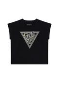 Guess Older Girl Sequin Short Sleeve Tee, Black image
