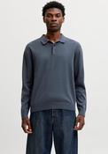 Jack &amp; Jones Basic Long Sleeve Knit Polo Shirt, Dark Grey image