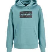 Jack &amp; Jones Boys Cole Print Long Sleeve Hoodie, Green