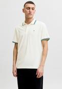 Jack &amp; Jones Paulos Plain Polo Shirt, Off White &amp; Green image