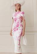 John Charles Floral Cape Sleeve Pencil Dress, Pink &amp; Ivory image