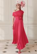 John Charles Crepe Pleated One Shoulder Dress, Pink image