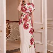 John Charles Floral Pleated Asymmetric Dress, Pink image