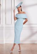 John Charles Off The Shoulder Pearl Embellished Pencil Dress, Blue image