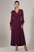 Jolie Moi Long Sleeve Soft Silky Jersey Maxi Dress, Purple image