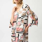 Joseph Ribkoff Satin Abstract Print Dress, White image