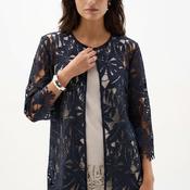 Joseph Ribkoff Guipure Lace Straight Cover-Up, Navy