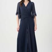 Joseph Ribkoff Fringed Sleeve Wide Leg Jumpsuit, Navy image