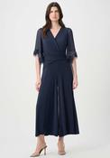 Joseph Ribkoff Fringed Sleeve Wide Leg Jumpsuit, Navy image