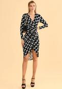 Jolie Moi Phebe Ruched Wrap Print Dress, Black image