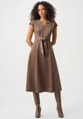 Joseph Ribkoff Faux Suede Aline Midi Dress, Brown image